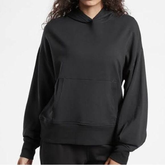 ATHLETA • Black High Low Athletic Hoodie Pullover Sweatshirt - Picture 1 of 7